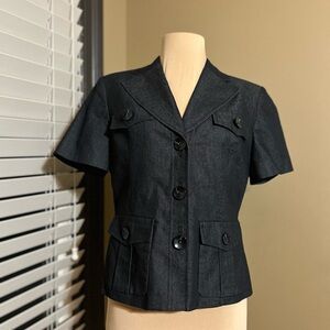 Evan Picone Black Denim Look Short Sleeve Blazer